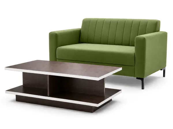 Tulip Upholstered 3 Seater Sofa in Olive Color With Rio Centre Table